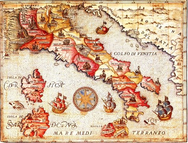 Carta delle Province dei cappuccini in Italia nel 1632
